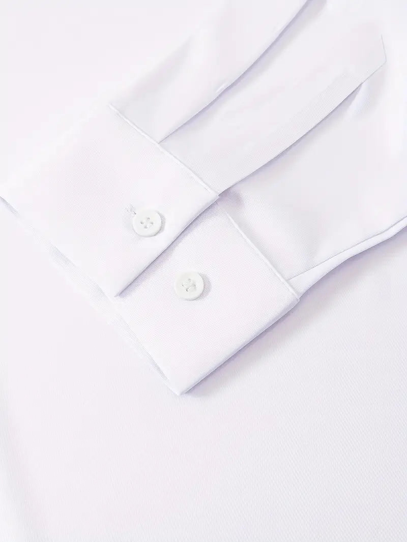 Camisa para Hombre sin Costuras – Manga Larga, Alta Elasticidad, Color Blanco