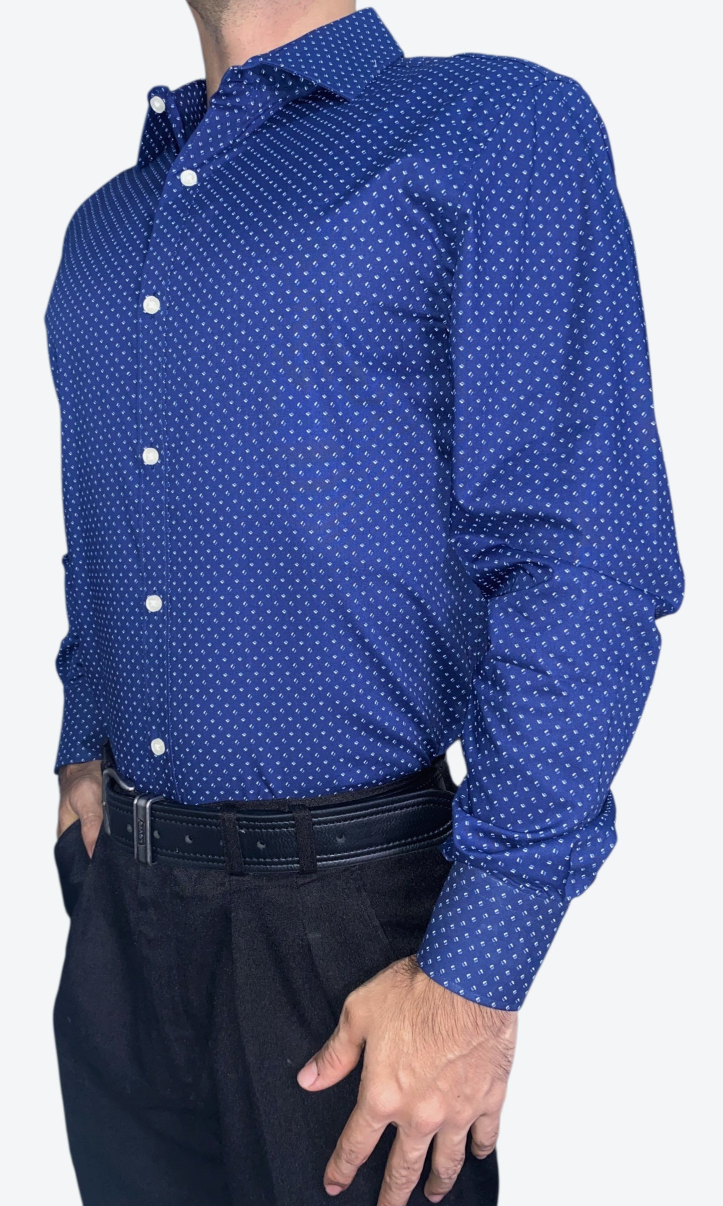Camisa Tommy Hilfiger New Navy Polka Dot Talla M - Regular Fit