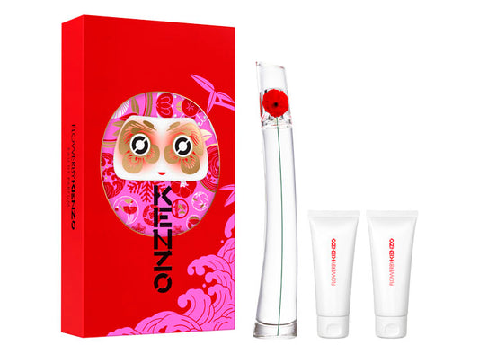 SET FLOWER BY KENZO Mujer – Eau de Parfum 100 ml + Gel de ducha 75 ml + Crema corporal 75 ml