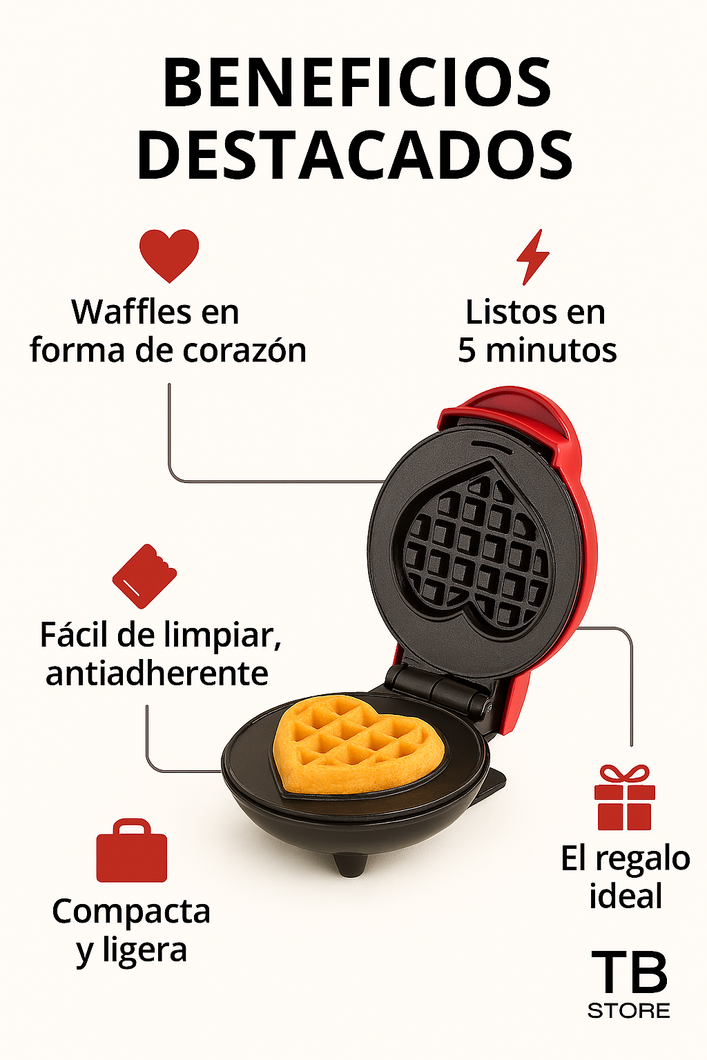 Mini Waflera Corazón | TB Store