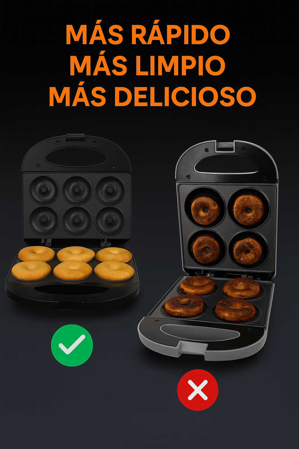 Máquina de Mini Donas Sokany | 6 Donas por Lote | Antiadherente | Doble Calor | Fácil de Usar
