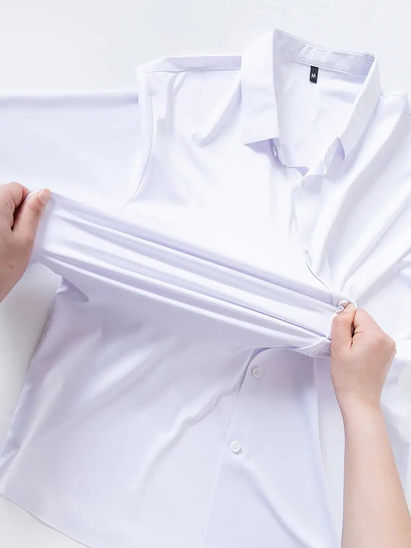 Camisa para Hombre sin Costuras – Manga Larga, Alta Elasticidad, Color Blanco
