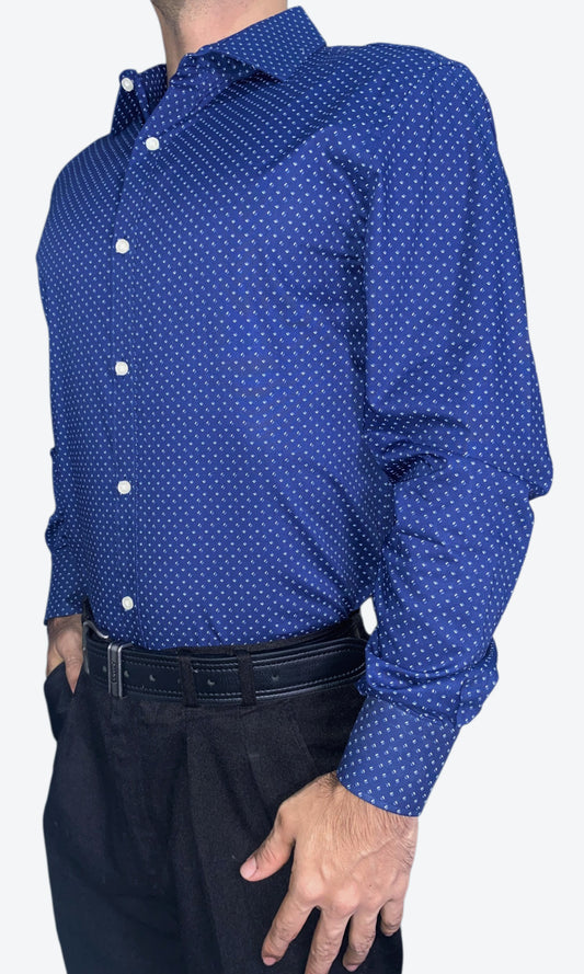 Camisa Tommy Hilfiger New Navy Polka Dot Talla M - Regular Fit