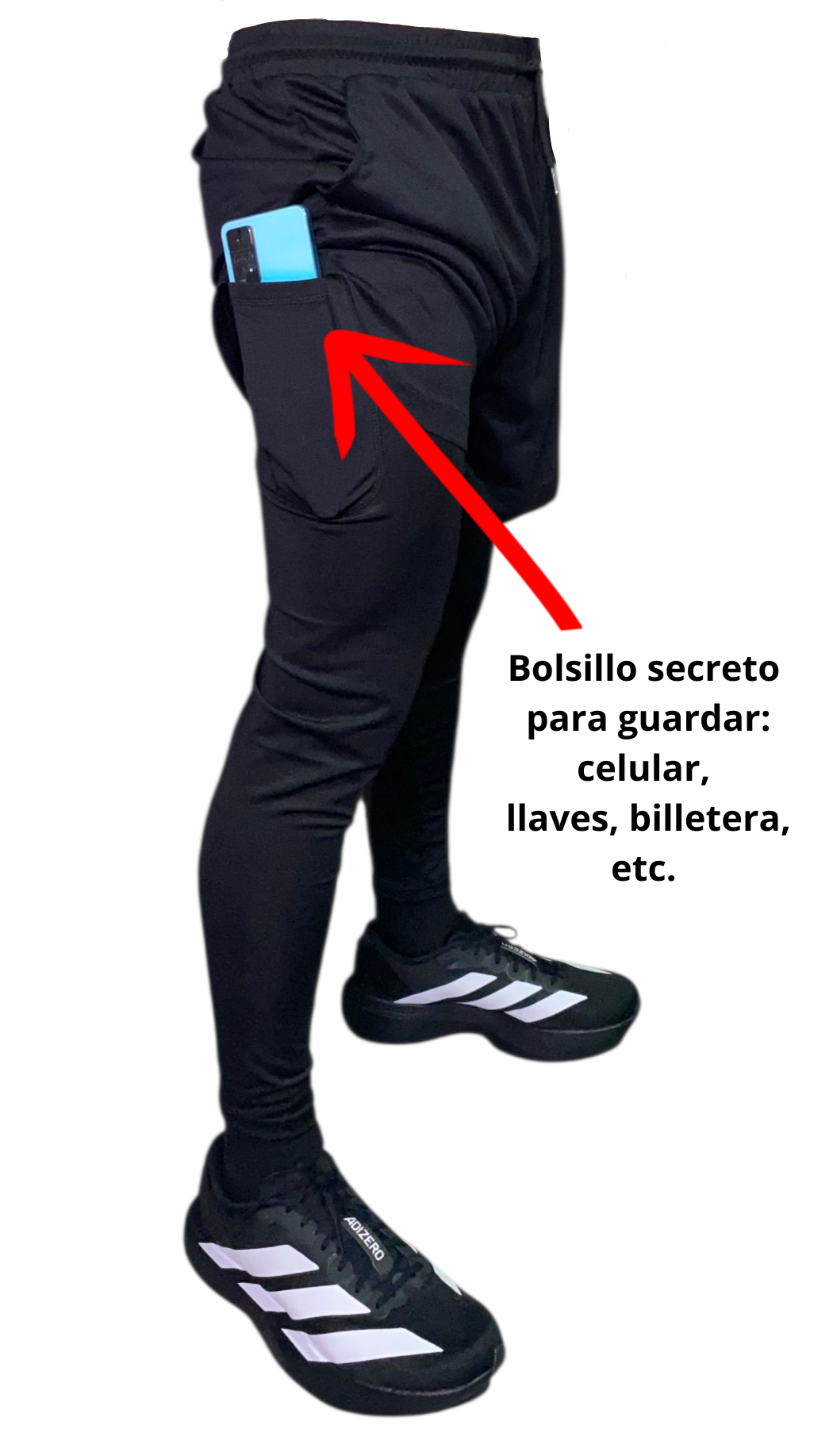 Pantaloneta Deportiva con Licra Interna para Hombre | Secado Rápido | Bolsillos Laterales + Bolsillo Secreto | Entrenamiento y Running