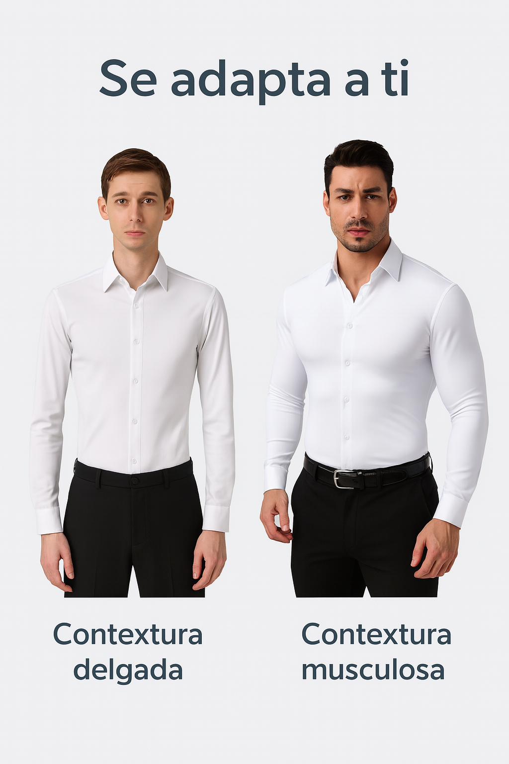 Camisa para Hombre sin Costuras – Manga Larga, Alta Elasticidad, Color Blanco
