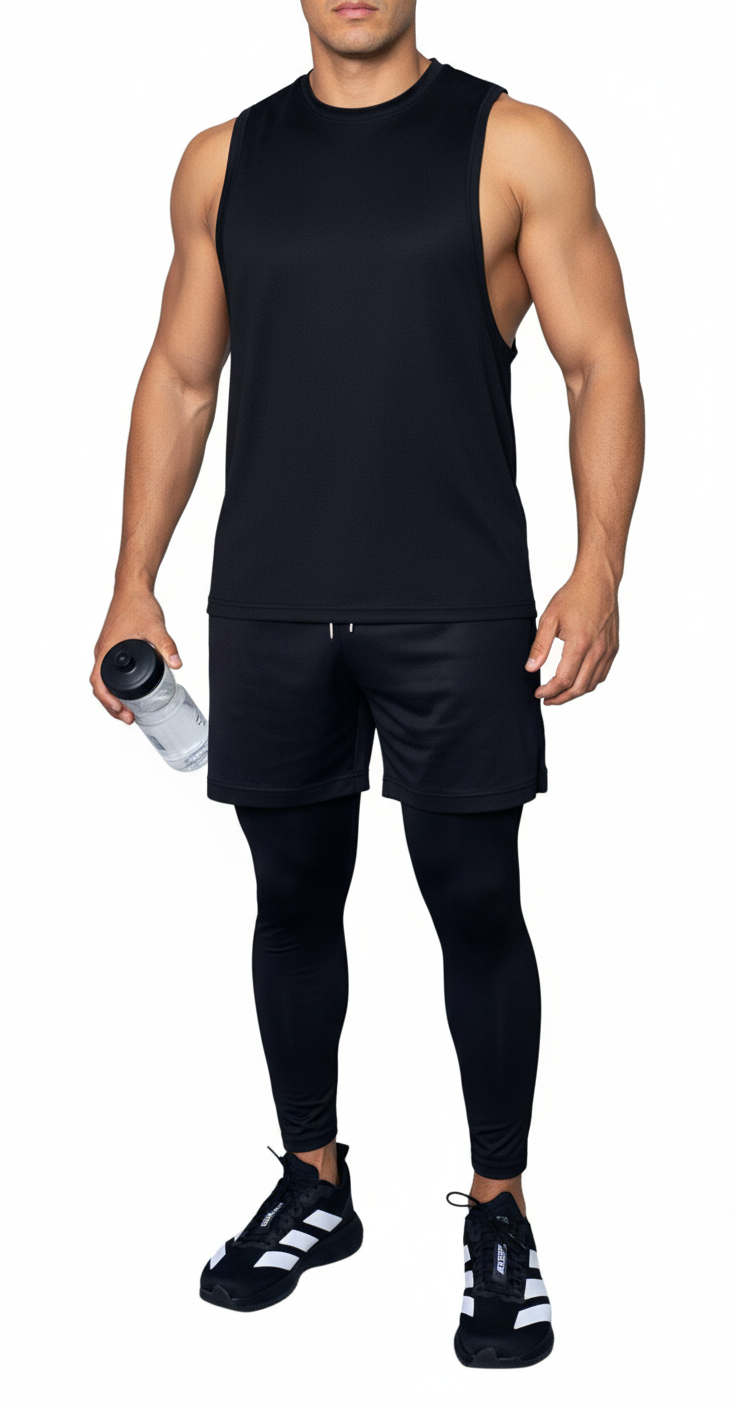 Pantaloneta Deportiva con Licra Interna para Hombre | Secado Rápido | Bolsillos Laterales + Bolsillo Secreto | Entrenamiento y Running