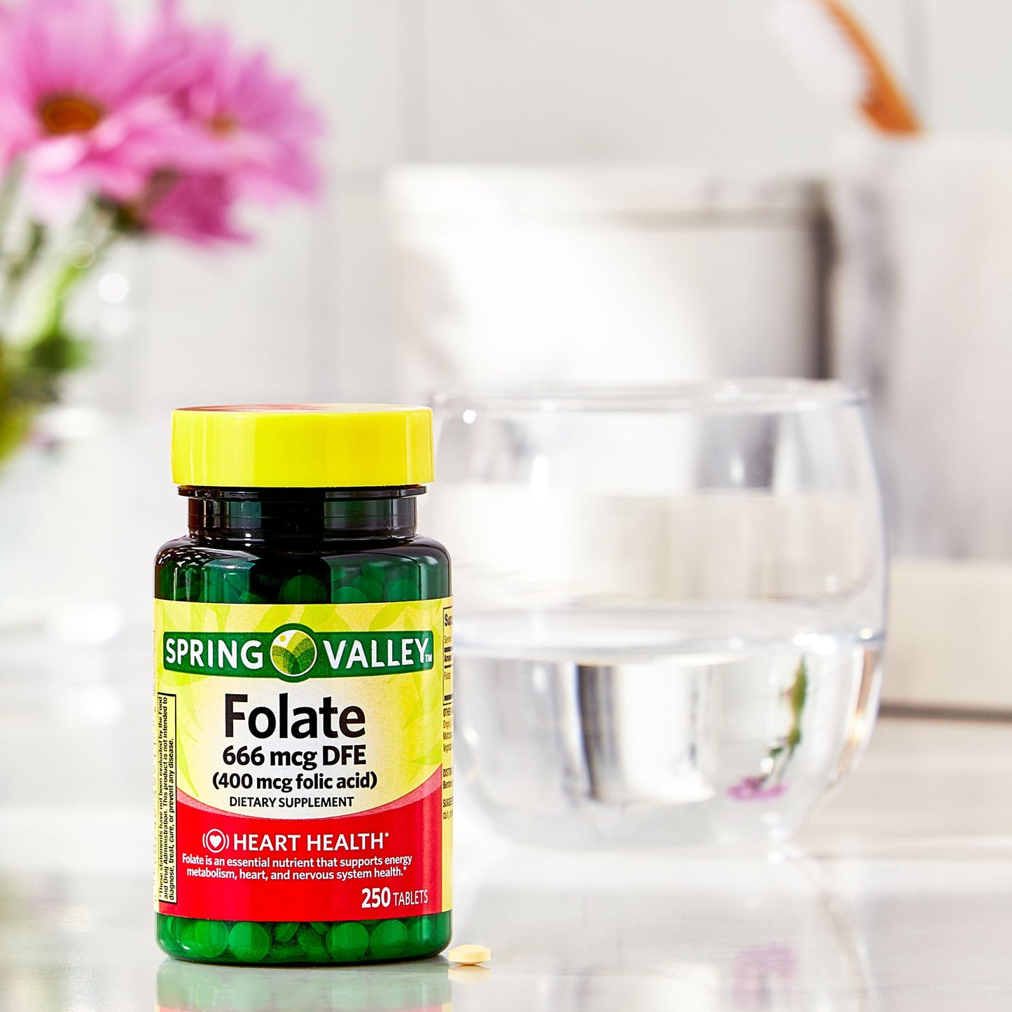 Spring Valley Folate 666 mcg DFE (400 mcg Folic Acid) – 250 Tabletas